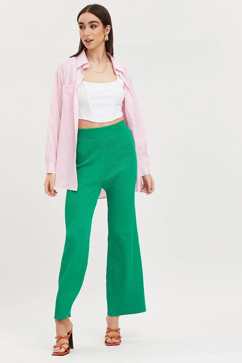 Stripe Oversized Shirts Long Sleeve Collared