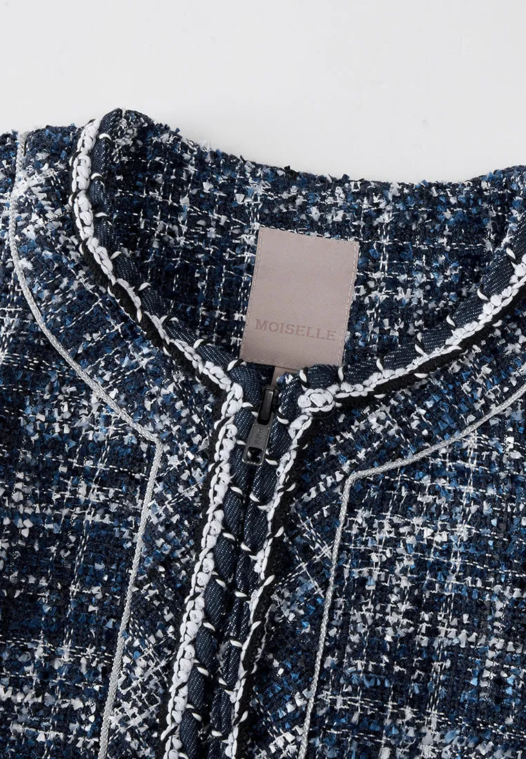 Structured Patchwork Checked Patch-pocket Vest