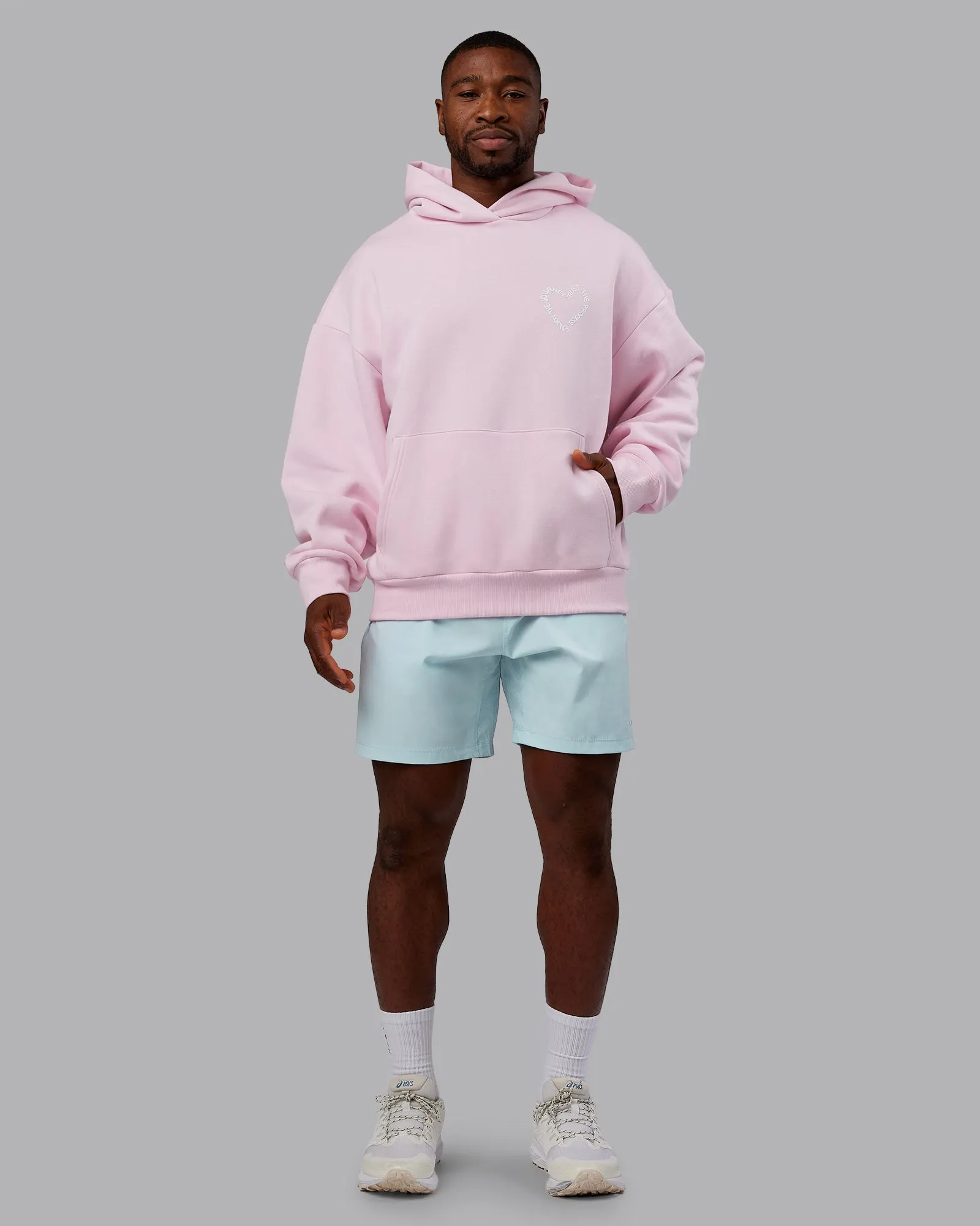 Unisex Love The Process Oversize Hoodie - Petal Pink-White