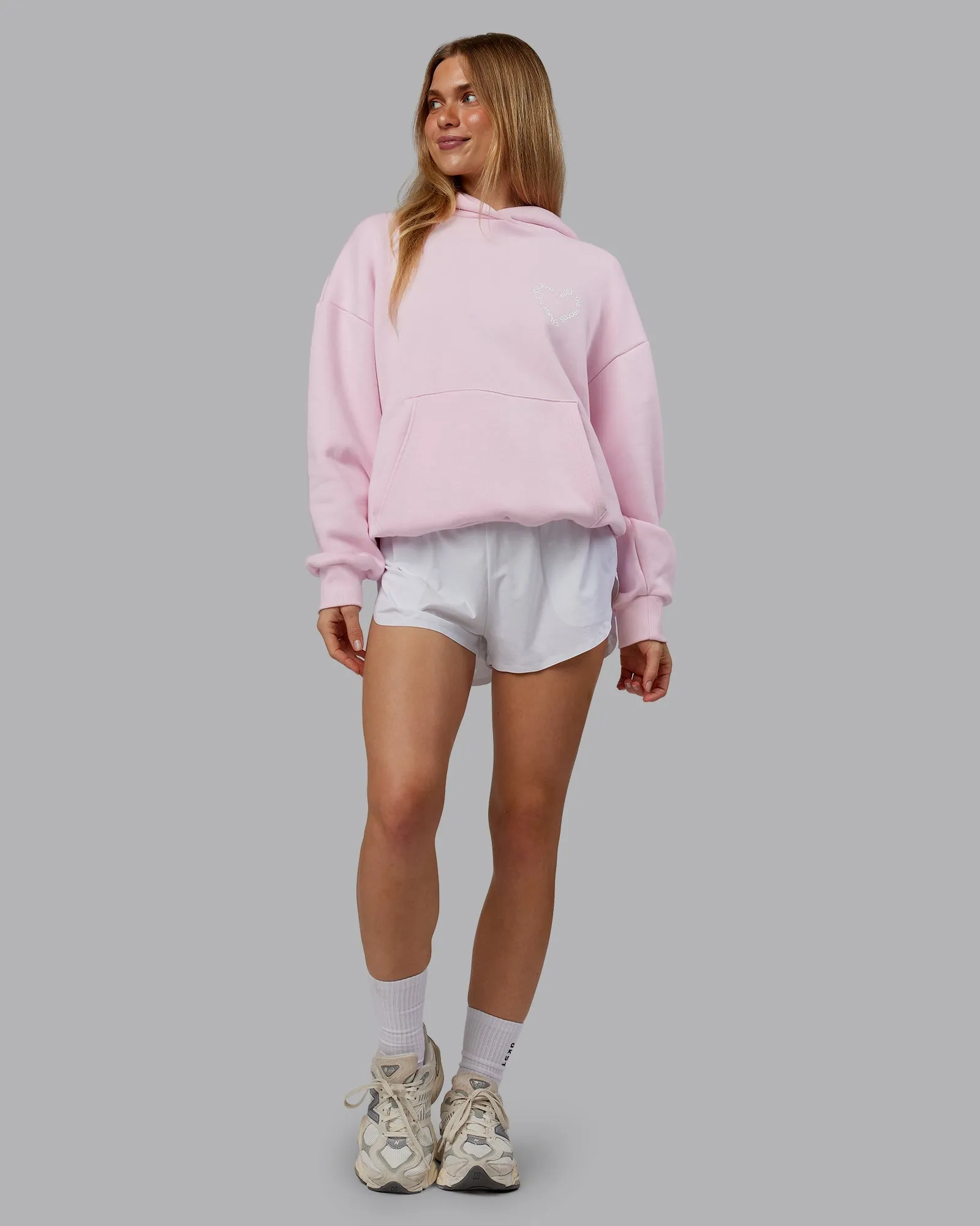 Unisex Love The Process Oversize Hoodie - Petal Pink-White