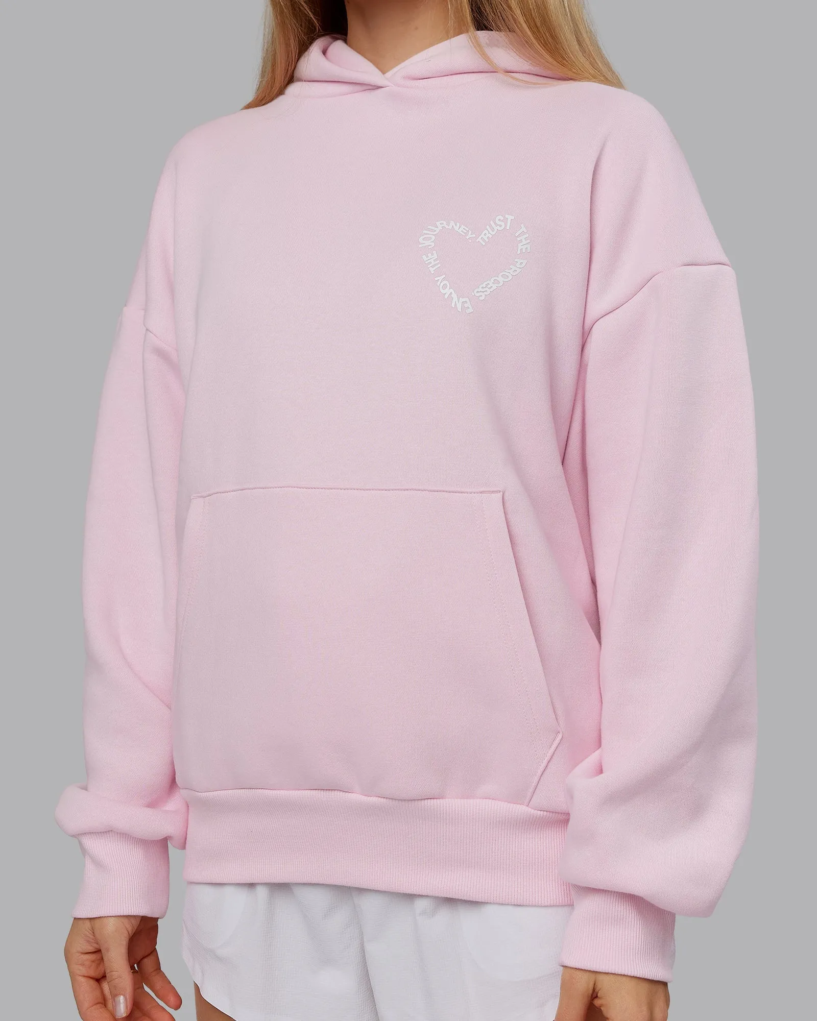 Unisex Love The Process Oversize Hoodie - Petal Pink-White