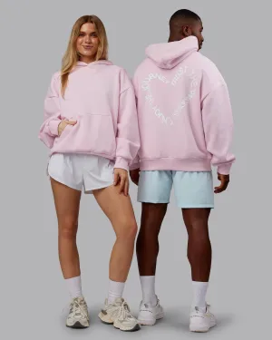 Unisex Love The Process Oversize Hoodie - Petal Pink-White
