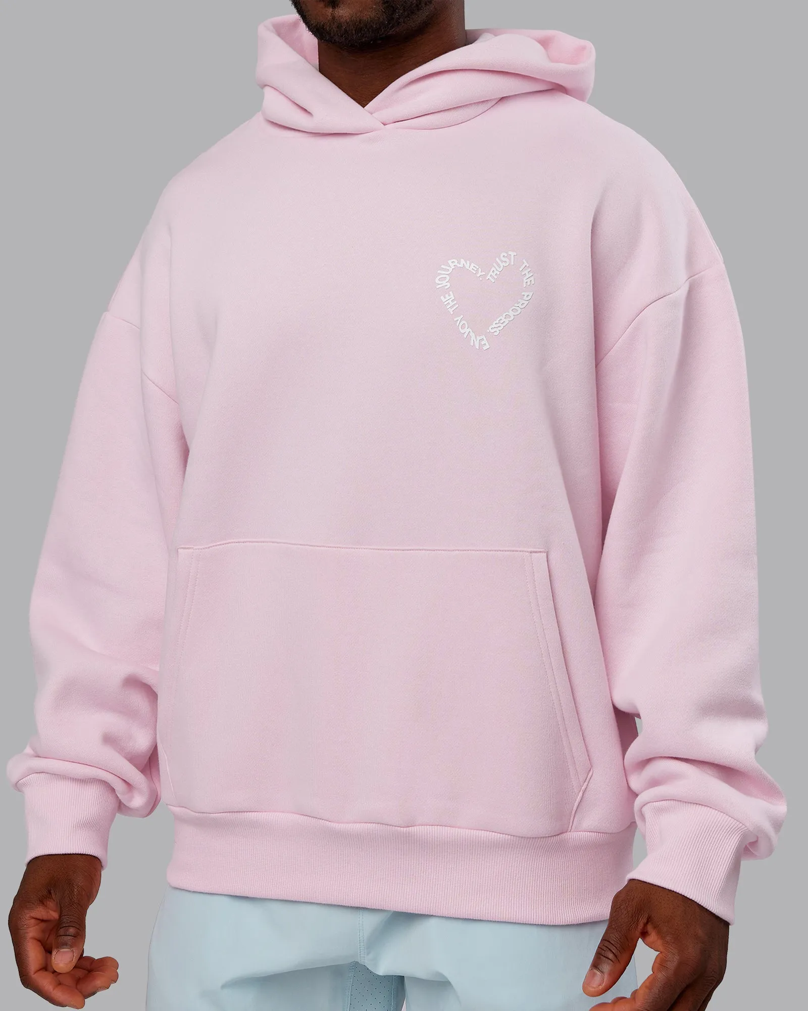 Unisex Love The Process Oversize Hoodie - Petal Pink-White