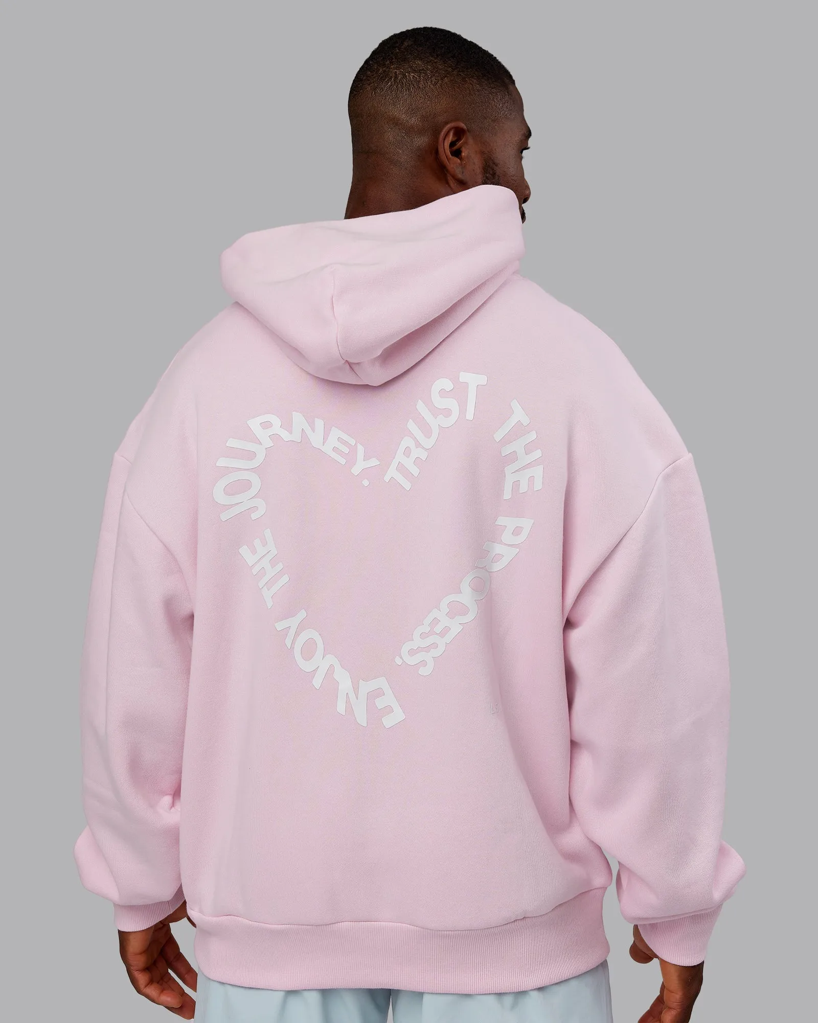 Unisex Love The Process Oversize Hoodie - Petal Pink-White