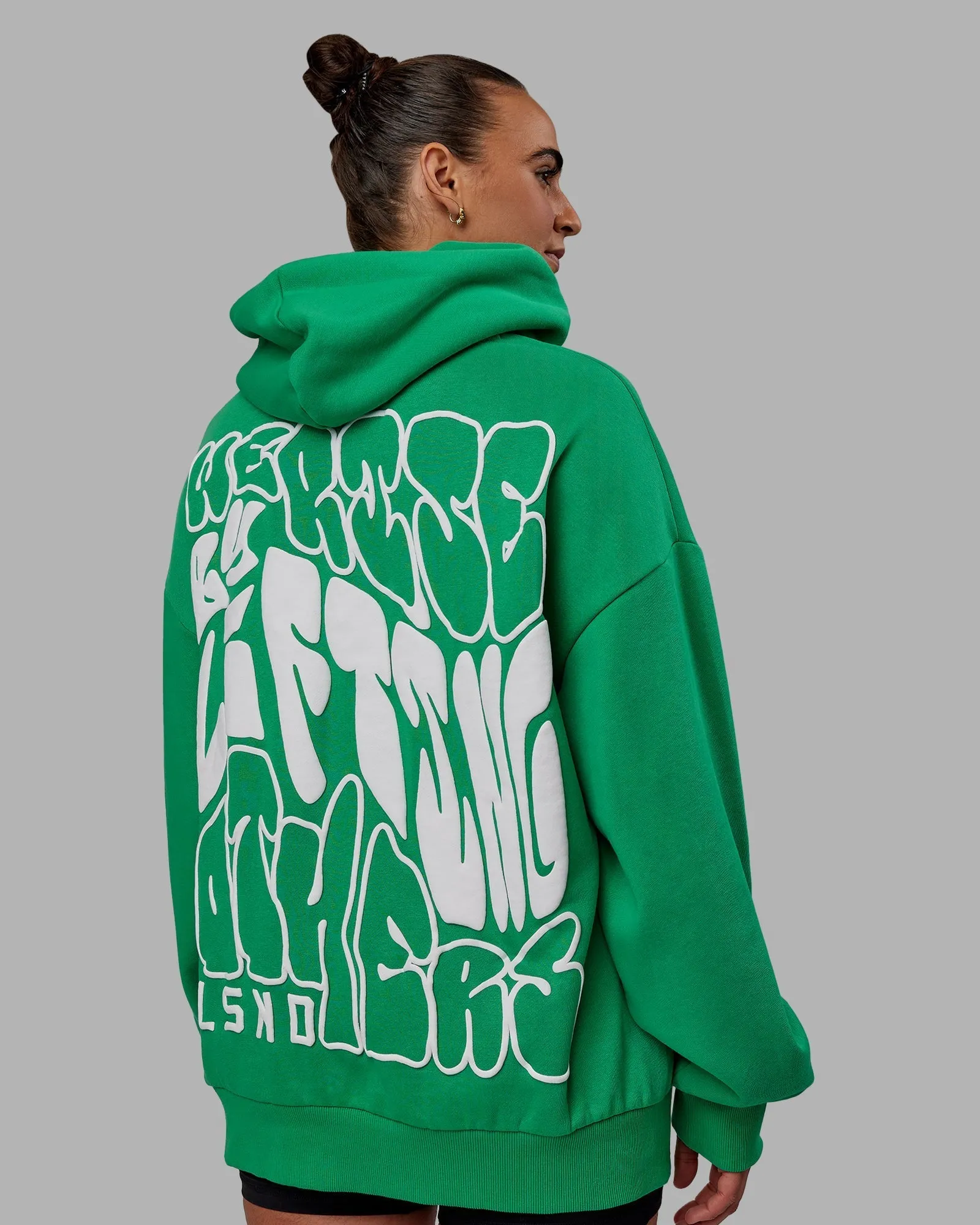 Unisex We Rise Hoodie Oversize - Impact Green-White