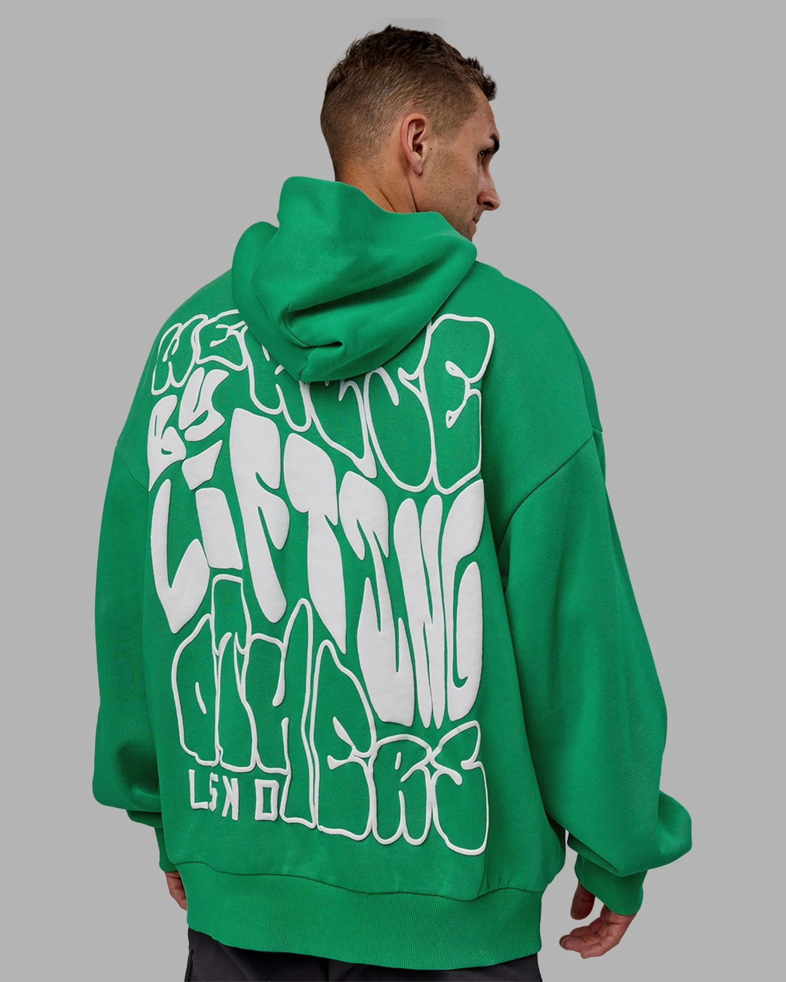 Unisex We Rise Hoodie Oversize - Impact Green-White