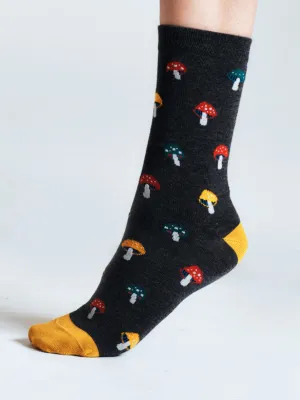 Valeriana Mushroom Bamboo Socks - Grey