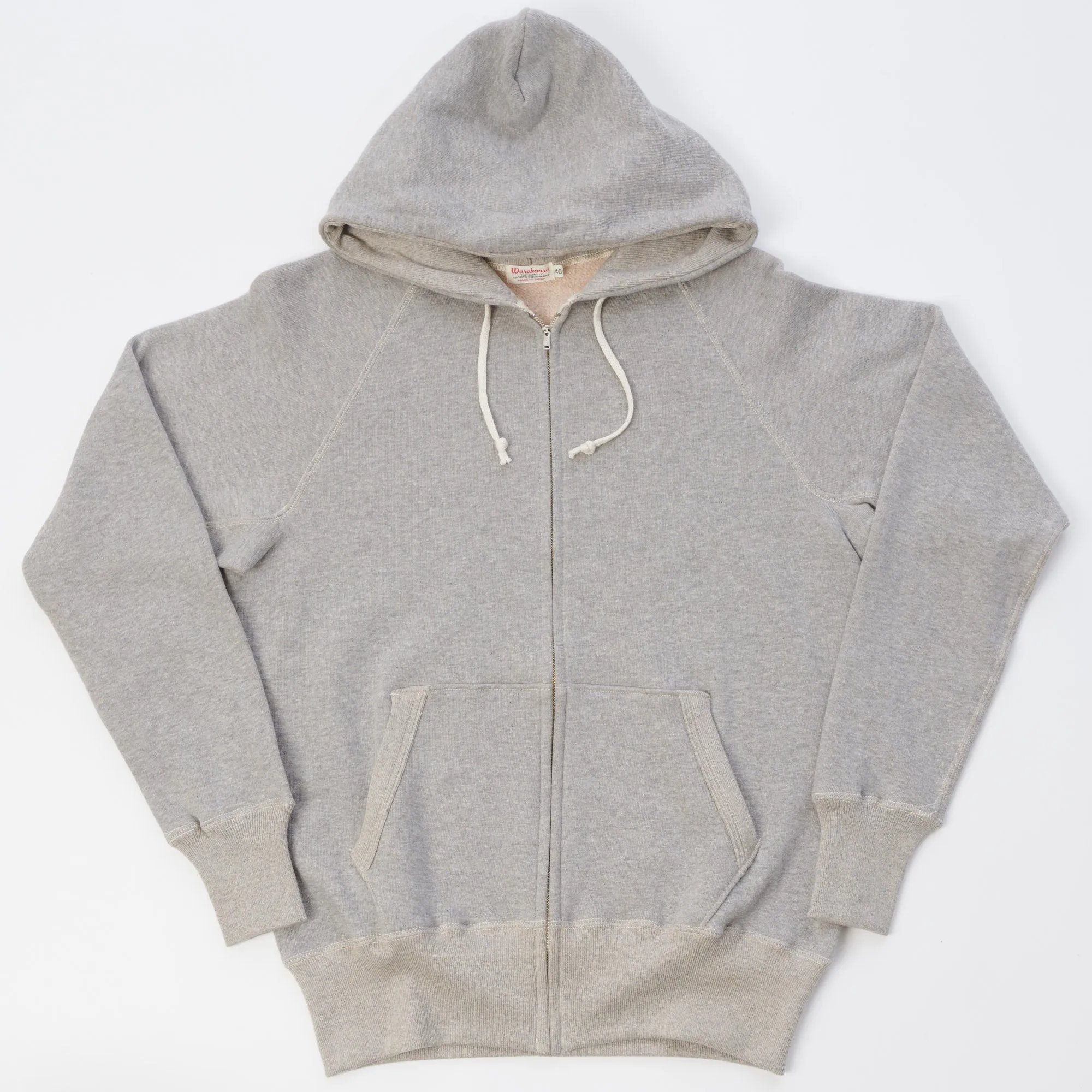 Warehouse & Co 451 Freedom Raglan Full Zip Hoodie - Heather Grey