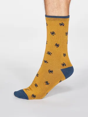 Wesley Frog Socks - Mustard Yellow