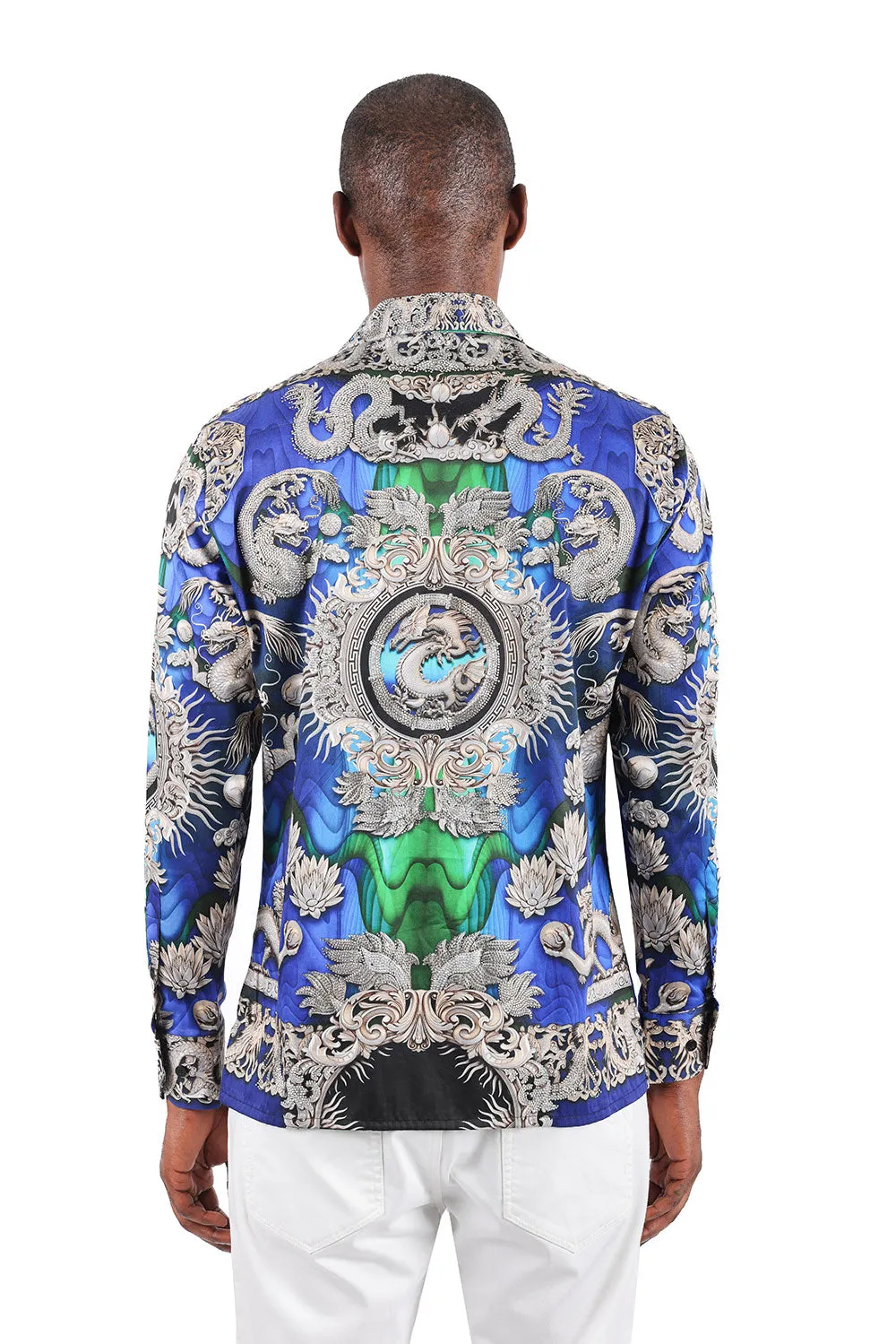 West Dragon Rhinestone Long Sleeve Shirt
