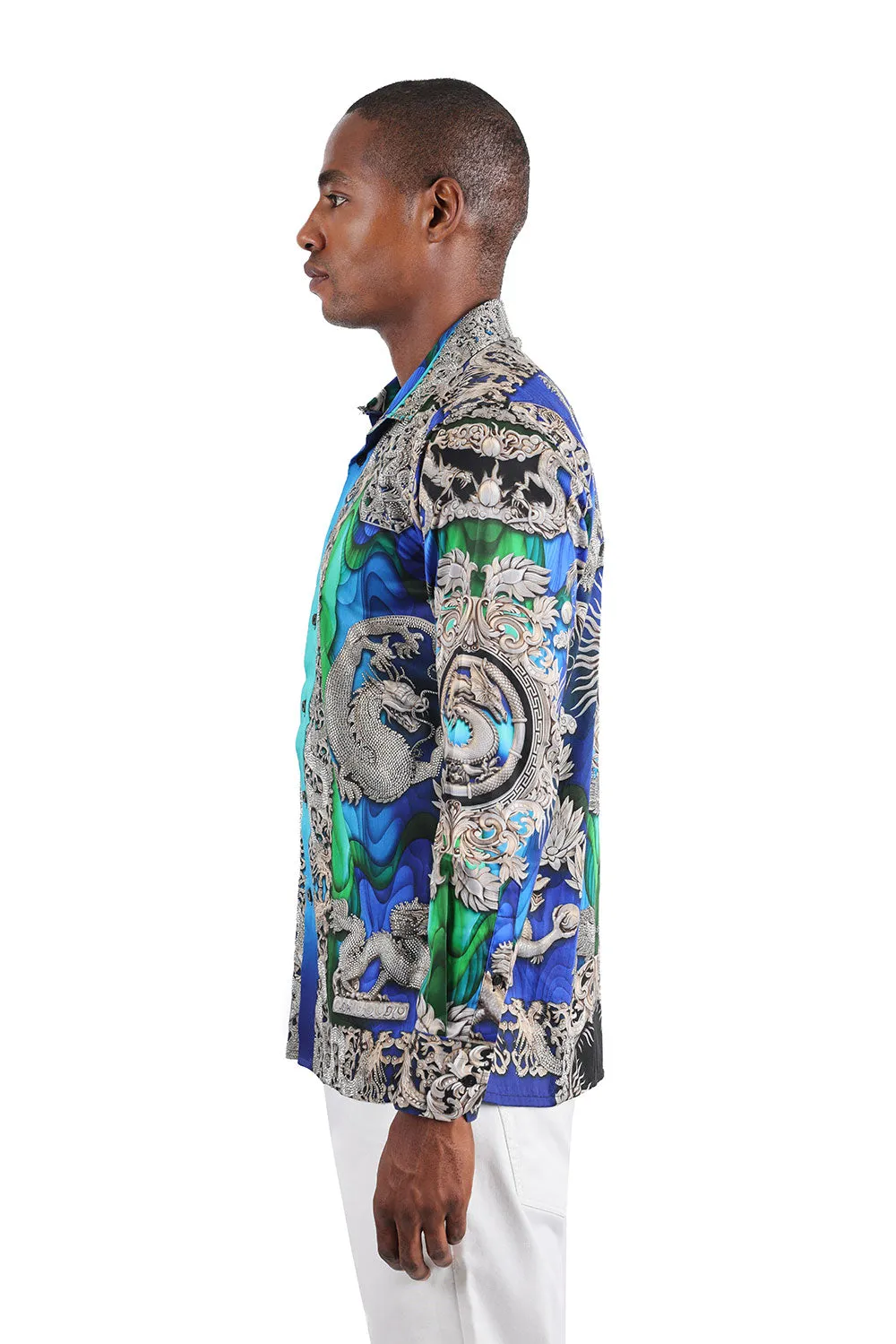 West Dragon Rhinestone Long Sleeve Shirt