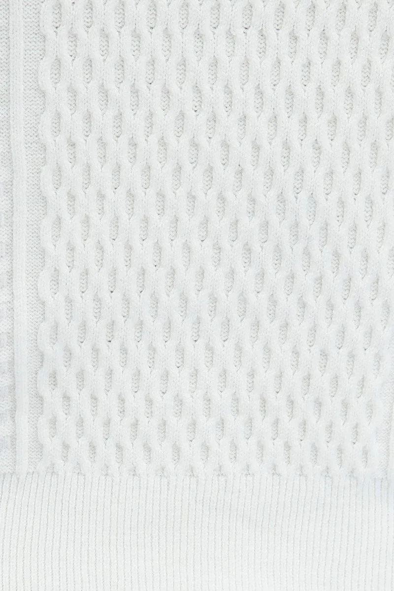 White Cable Knit Shrug And Singlet Top Long Sleeve