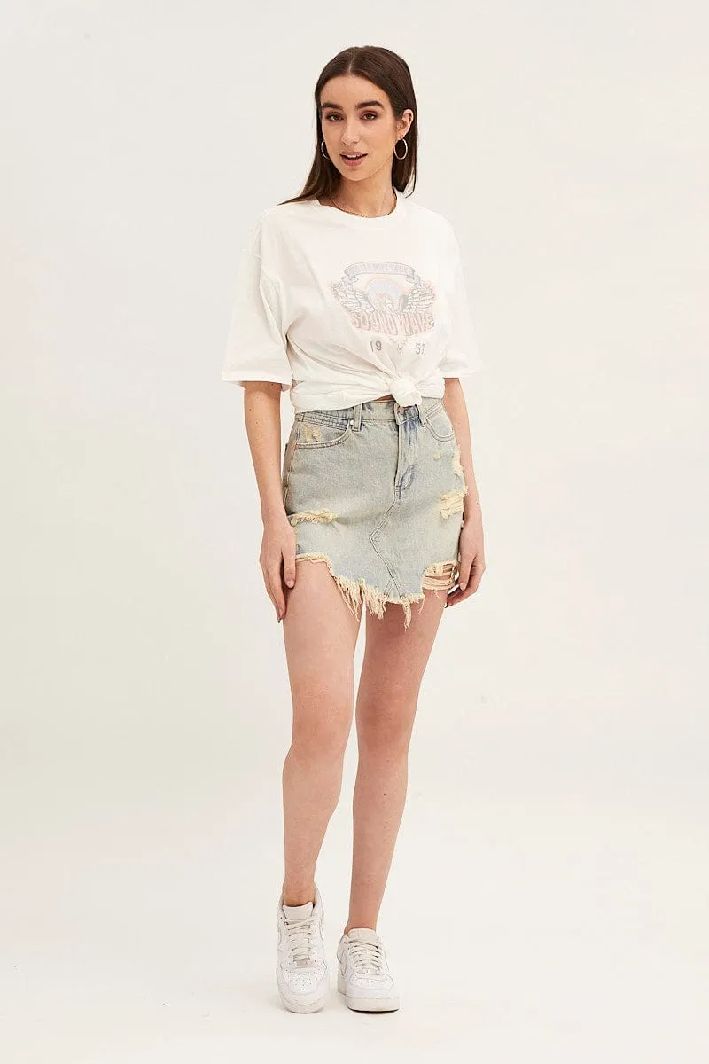 White Crew Neck Oversized Graphic T-Shirt