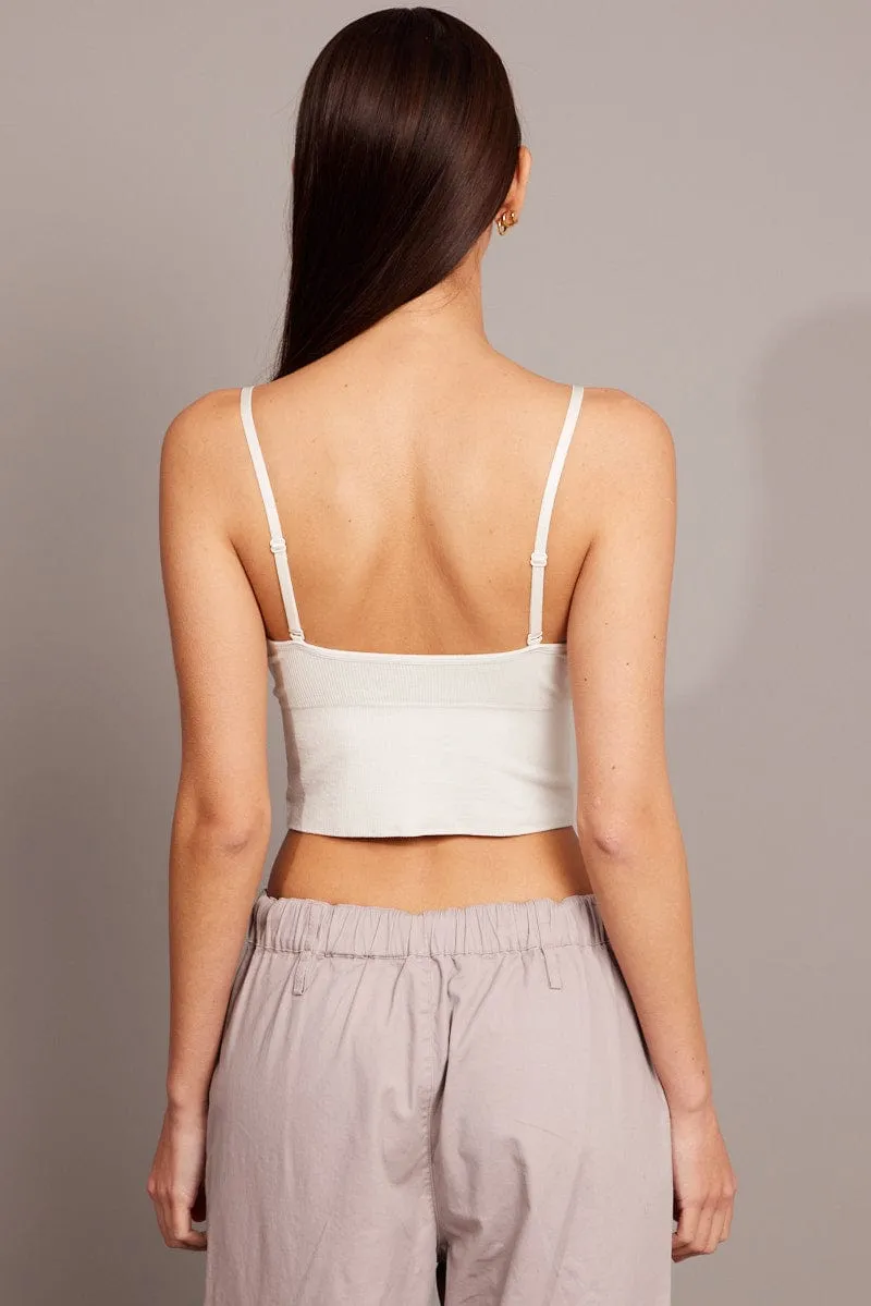 White Crop Singlet Top Seamless
