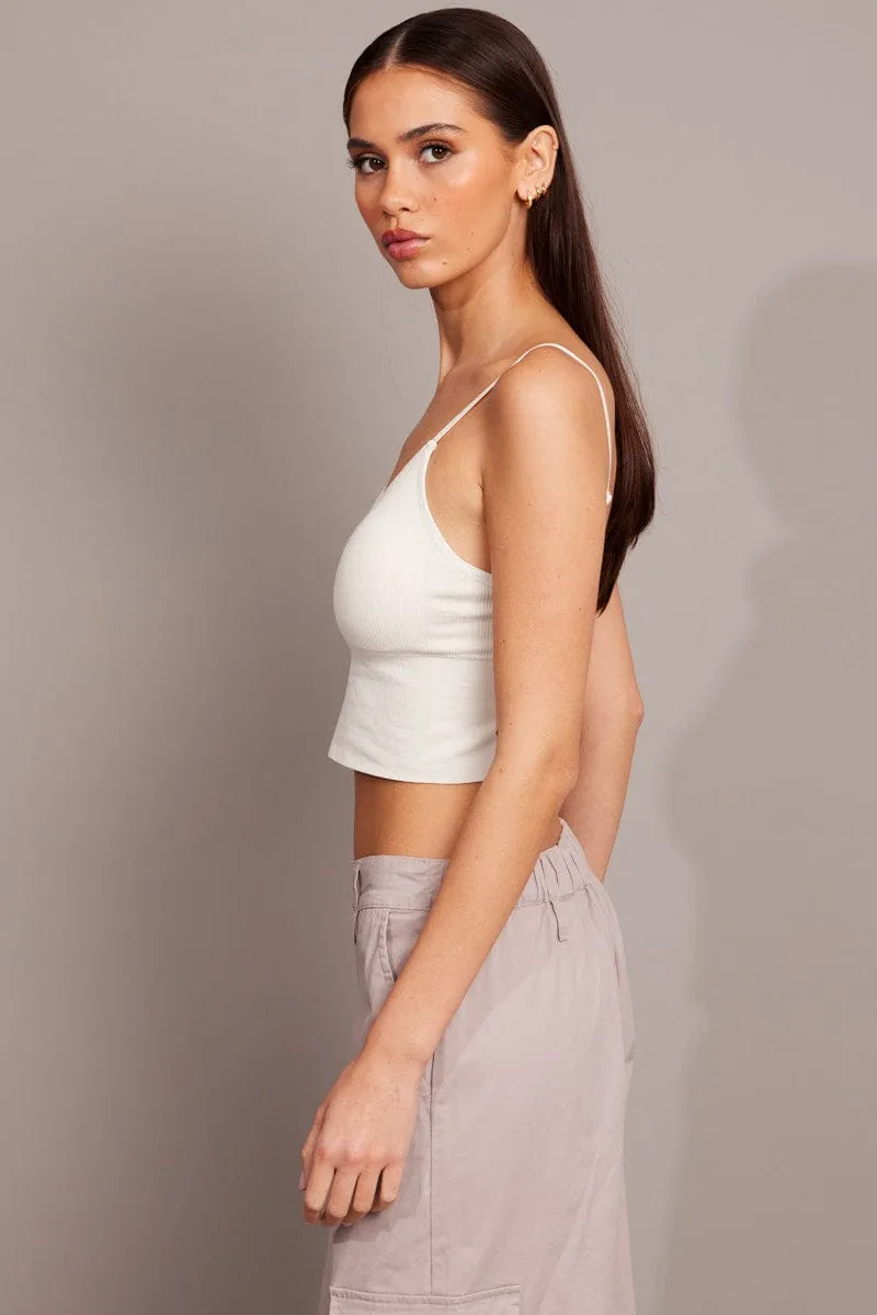 White Crop Singlet Top Seamless