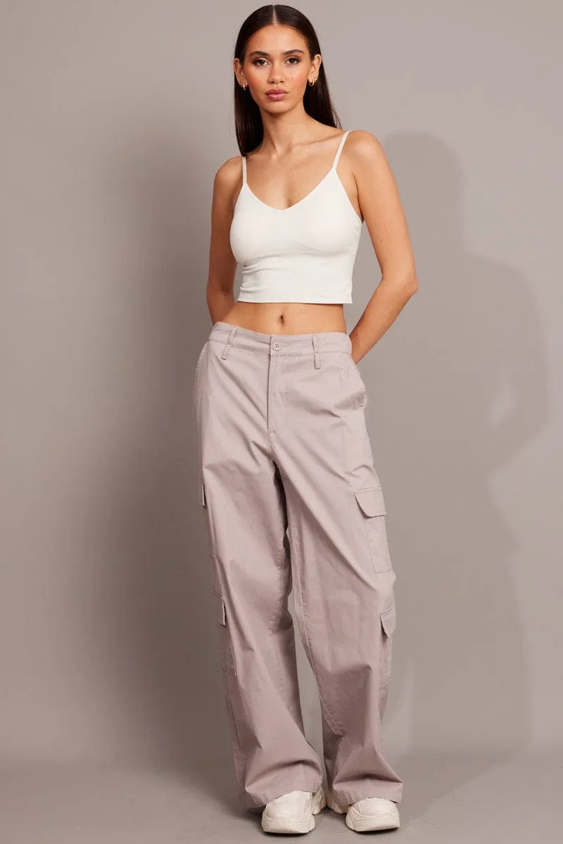 White Crop Singlet Top Seamless