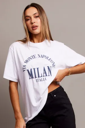 White Graphic Tee Short Sleeve