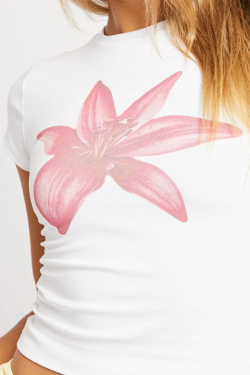 White Graphic Tee Short Sleeve