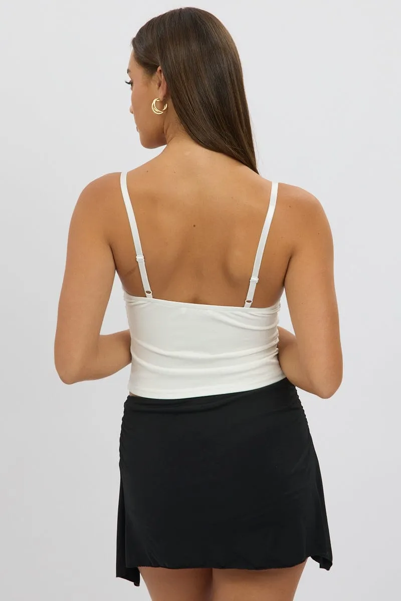 White Mesh Singlet Top Lace Insert