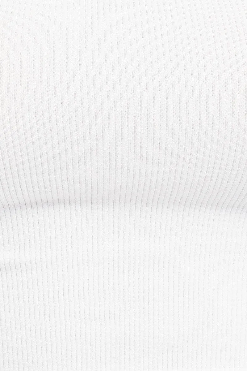 White Singlet Top Round Neck Seamless