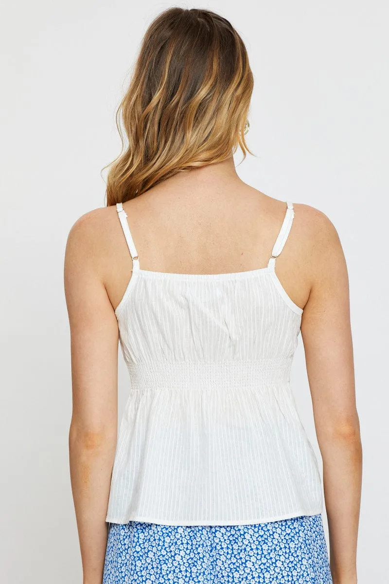 White Singlet Top Sleeveless V-Neck