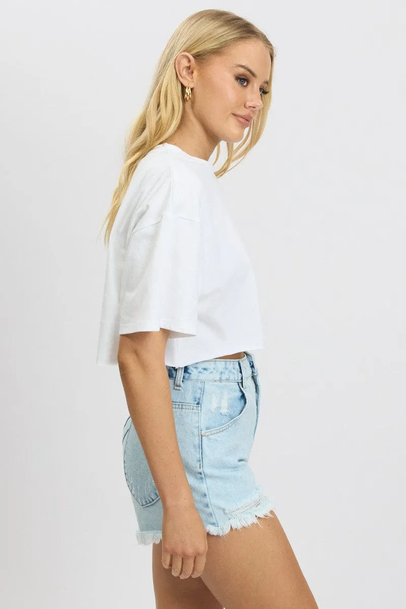 White T Shirt Short sleeve Crew Neck