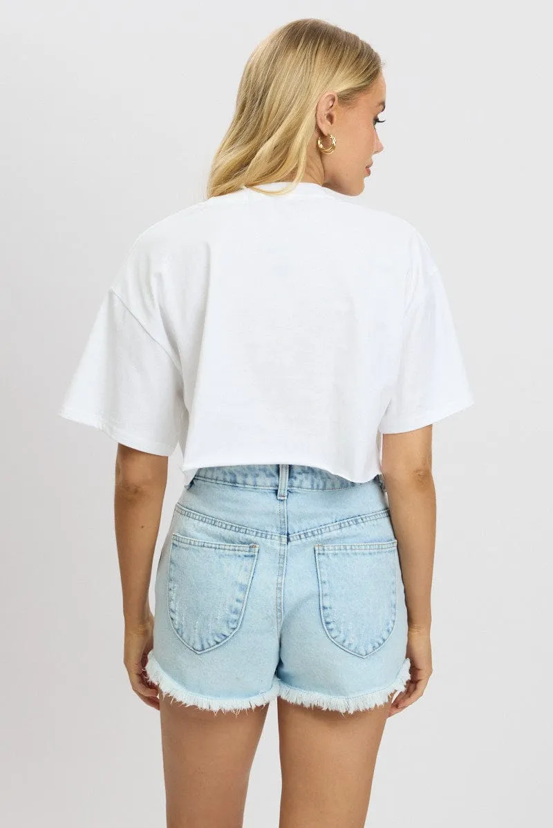 White T Shirt Short sleeve Crew Neck