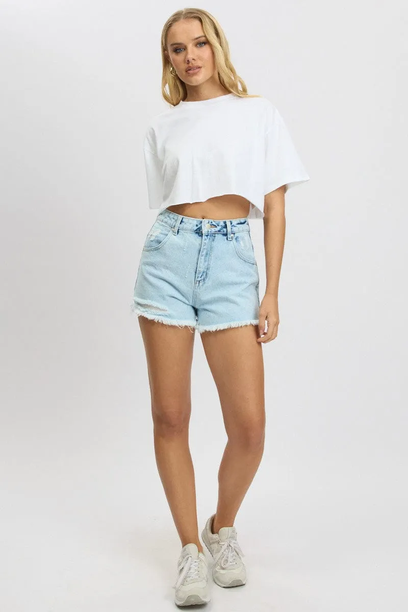 White T Shirt Short sleeve Crew Neck