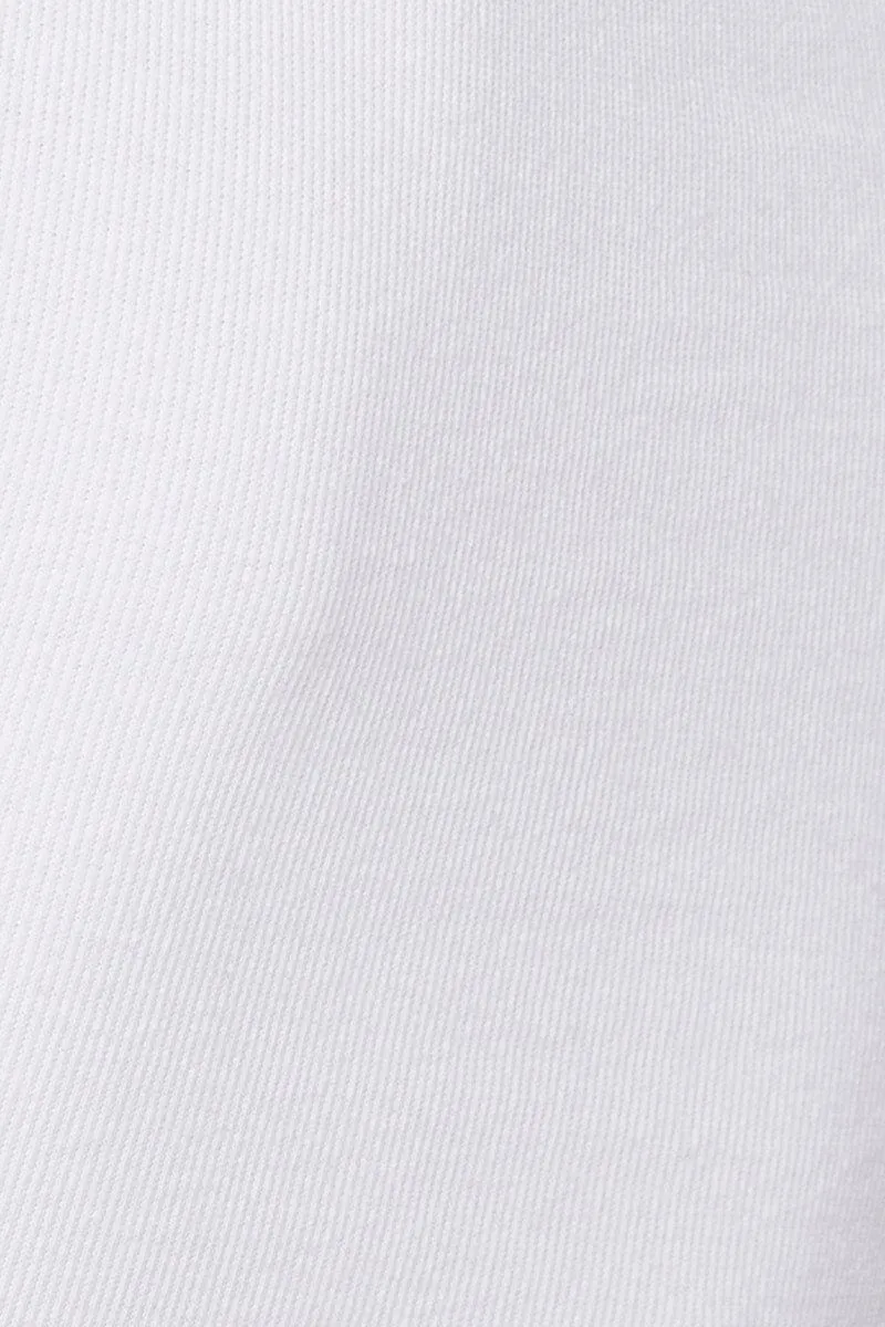 White T Shirt Short Sleeve Crop Round Neck
