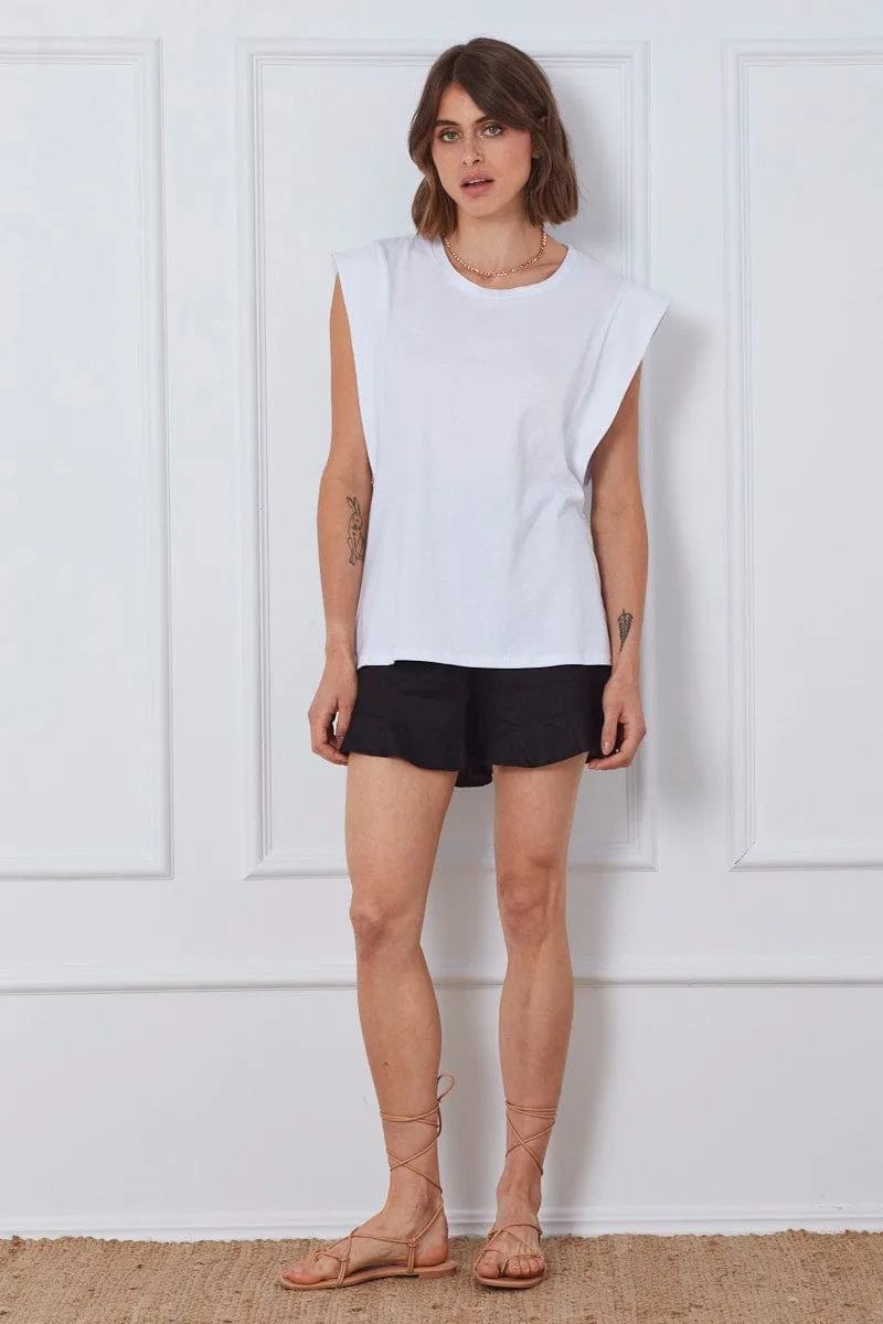 White T Shirt Sleeveless Crew Neck