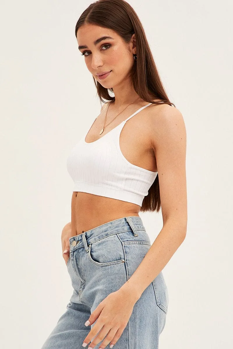 White Top Sleeveless Seamless