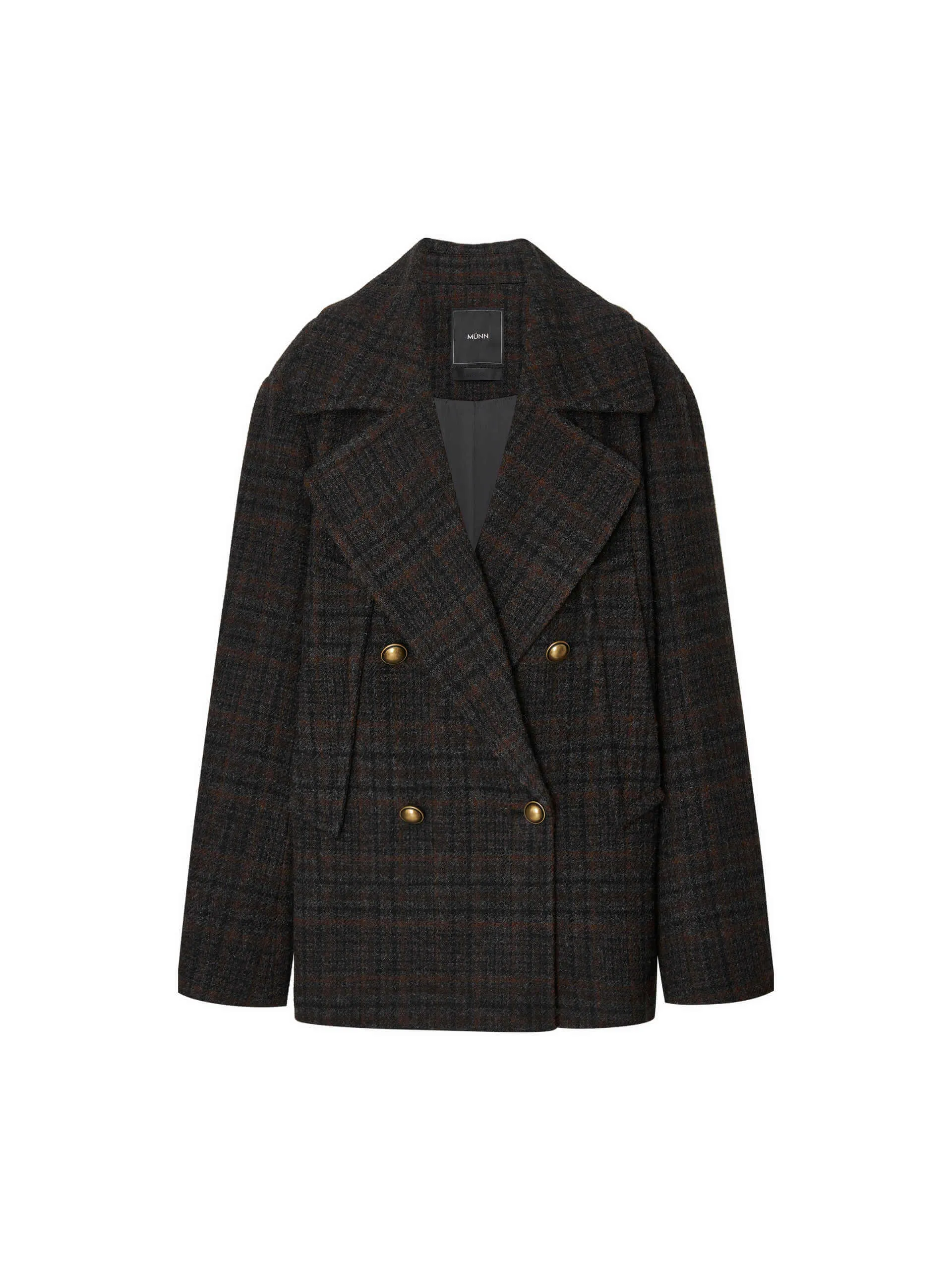Wide Collar Checked Coat
