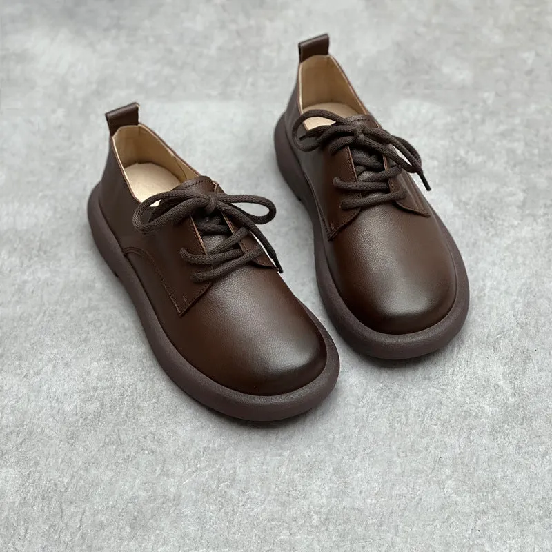 Women Stylish Handmade Leather Lace-Up Walking Casual Shoes