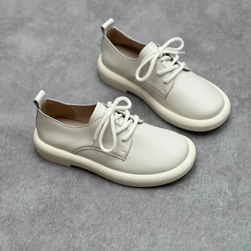 Women Stylish Handmade Leather Lace-Up Walking Casual Shoes