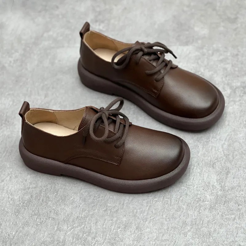 Women Stylish Handmade Leather Lace-Up Walking Casual Shoes