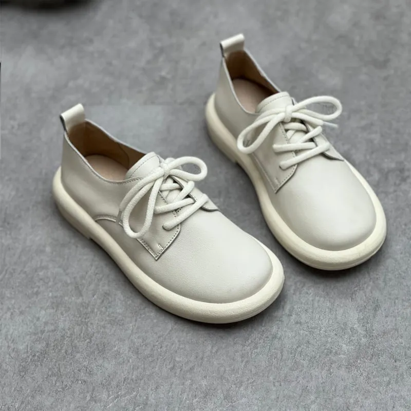 Women Stylish Handmade Leather Lace-Up Walking Casual Shoes