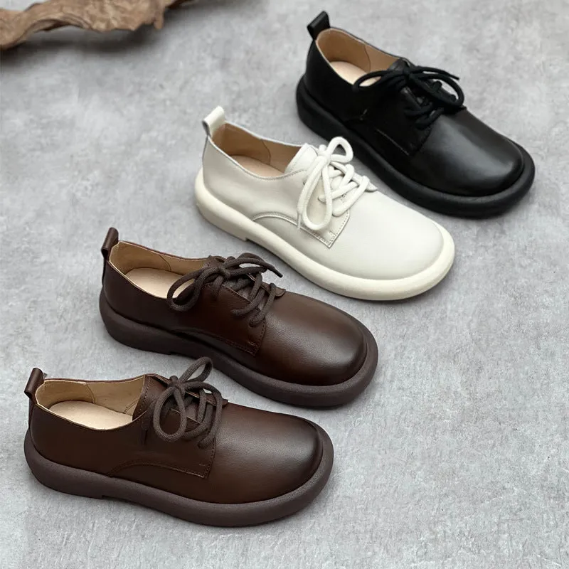 Women Stylish Handmade Leather Lace-Up Walking Casual Shoes