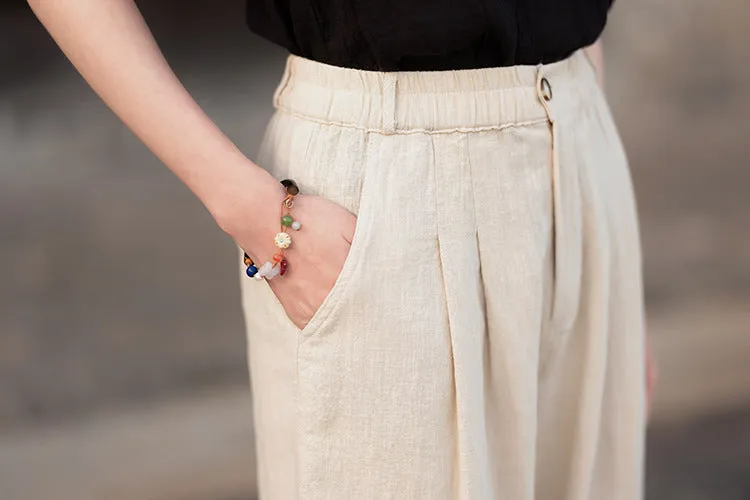 Women Summer Linen Casual Harem Pants