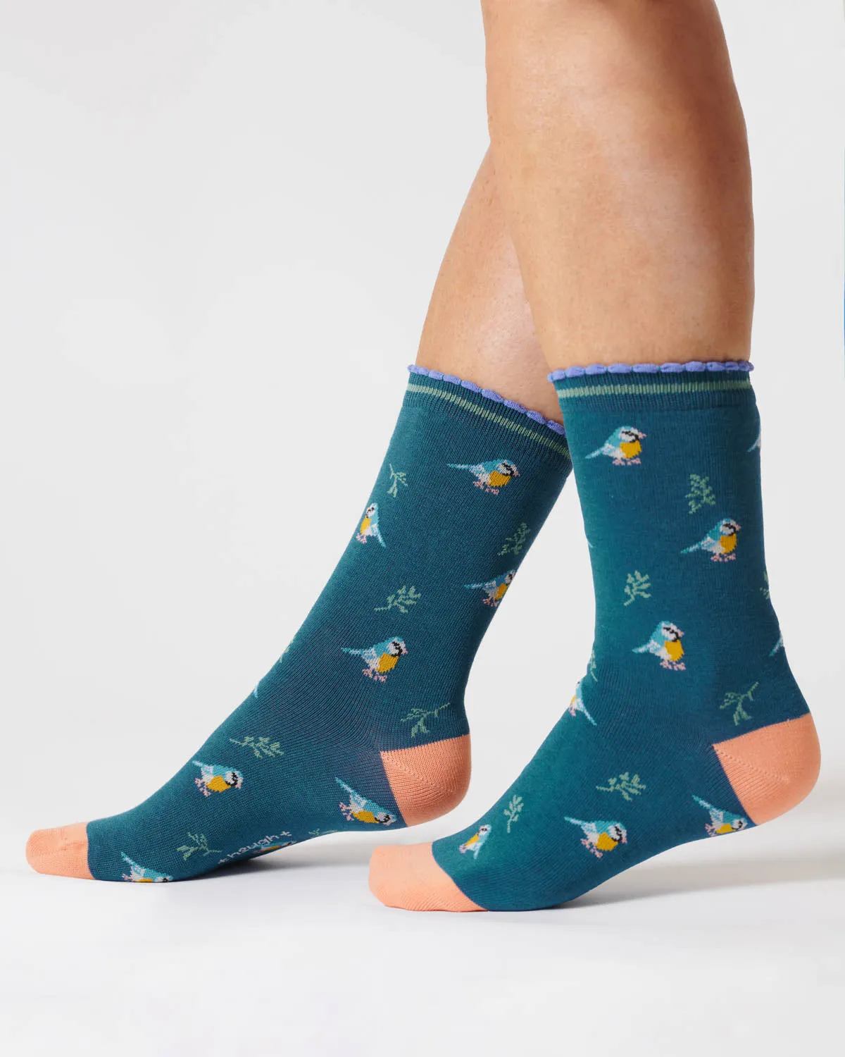 Womens Bird Organic Cotton Socks - Lake Blue
