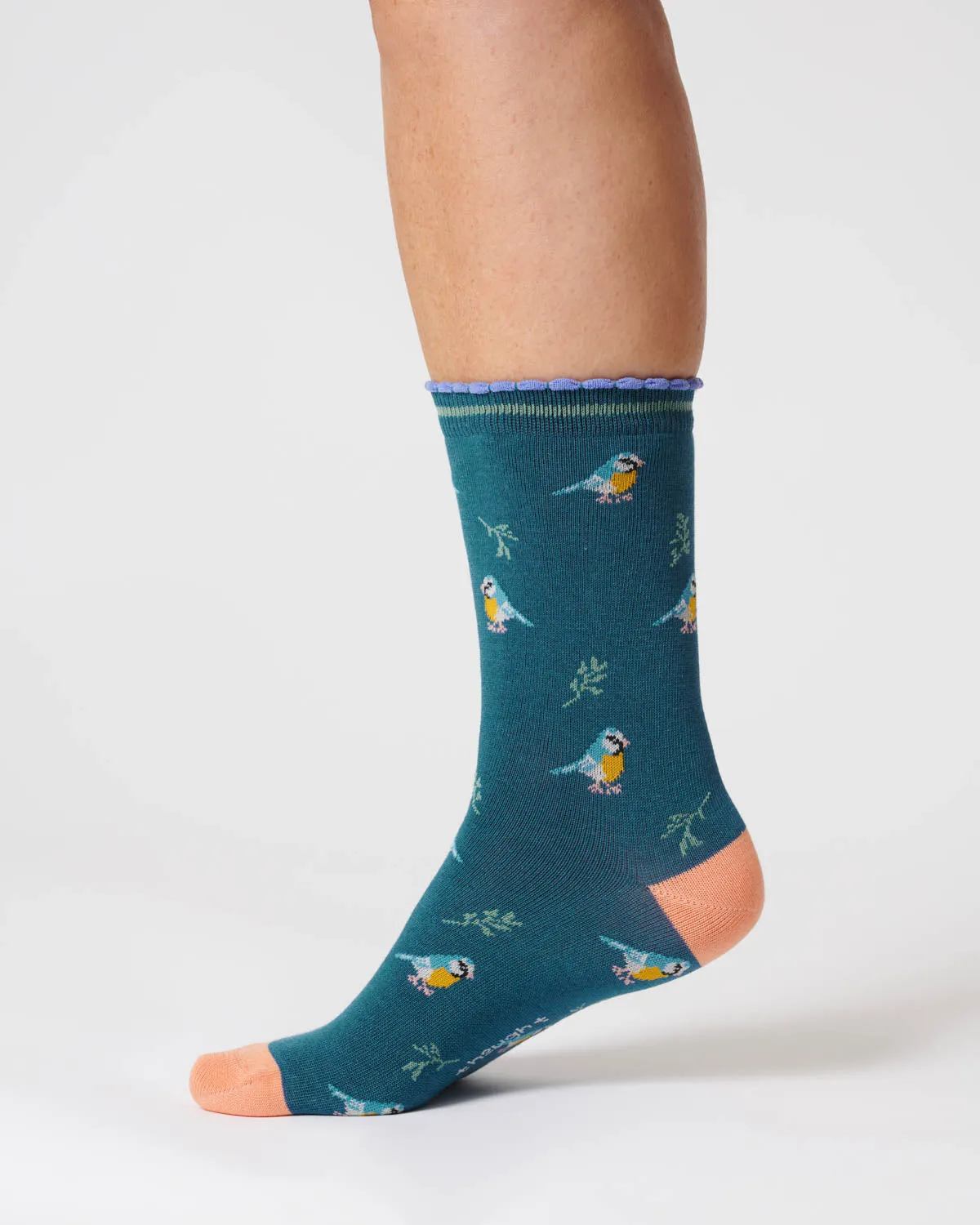Womens Bird Organic Cotton Socks - Lake Blue