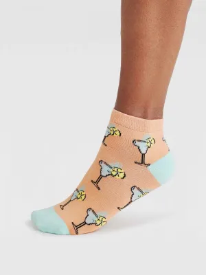 Womens Dixie Cocktail Bamboo Ankle Socks - Tangerine Orange