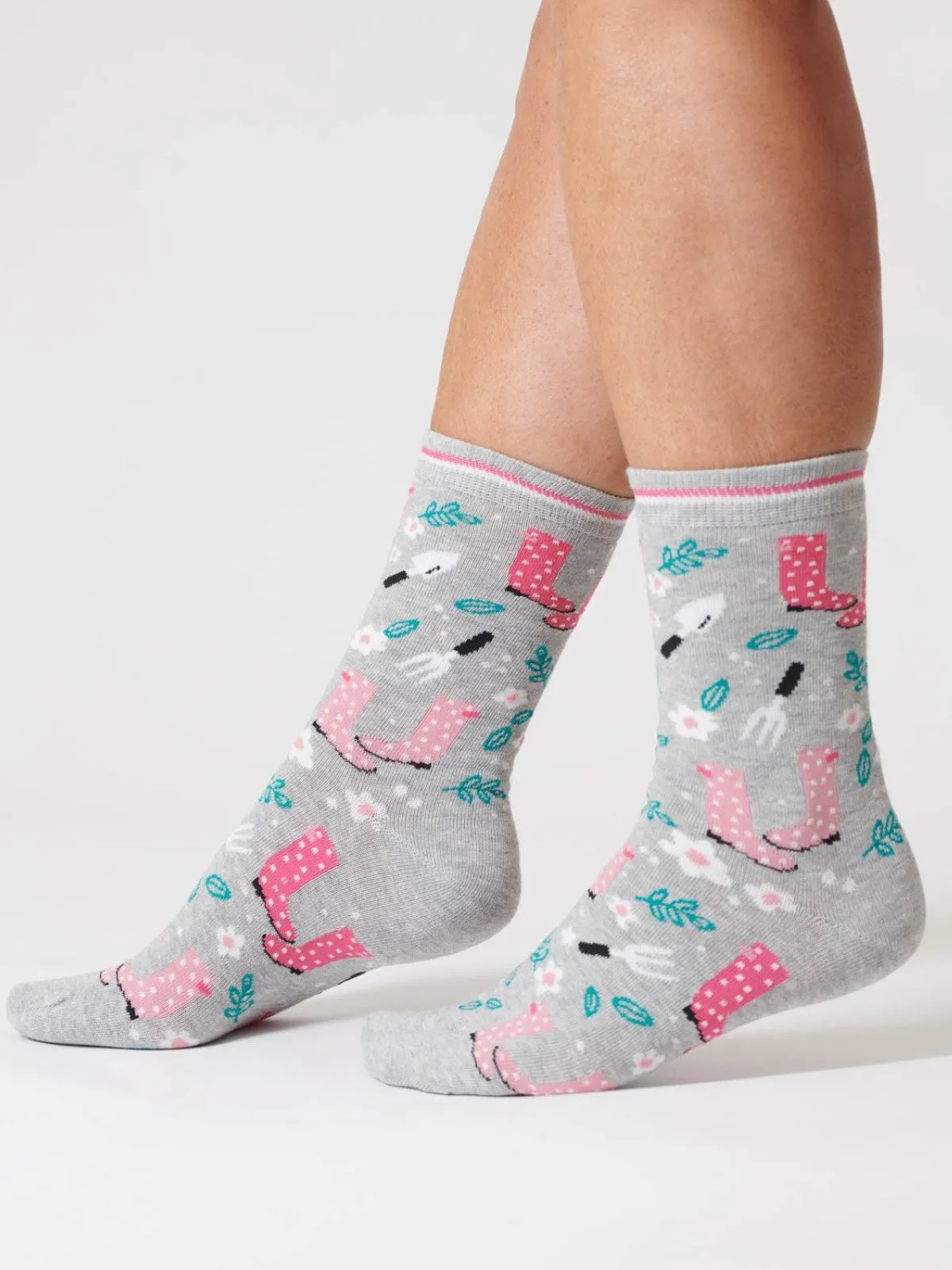 Womens Garden Tools Bamboo Sock - Grey Marl