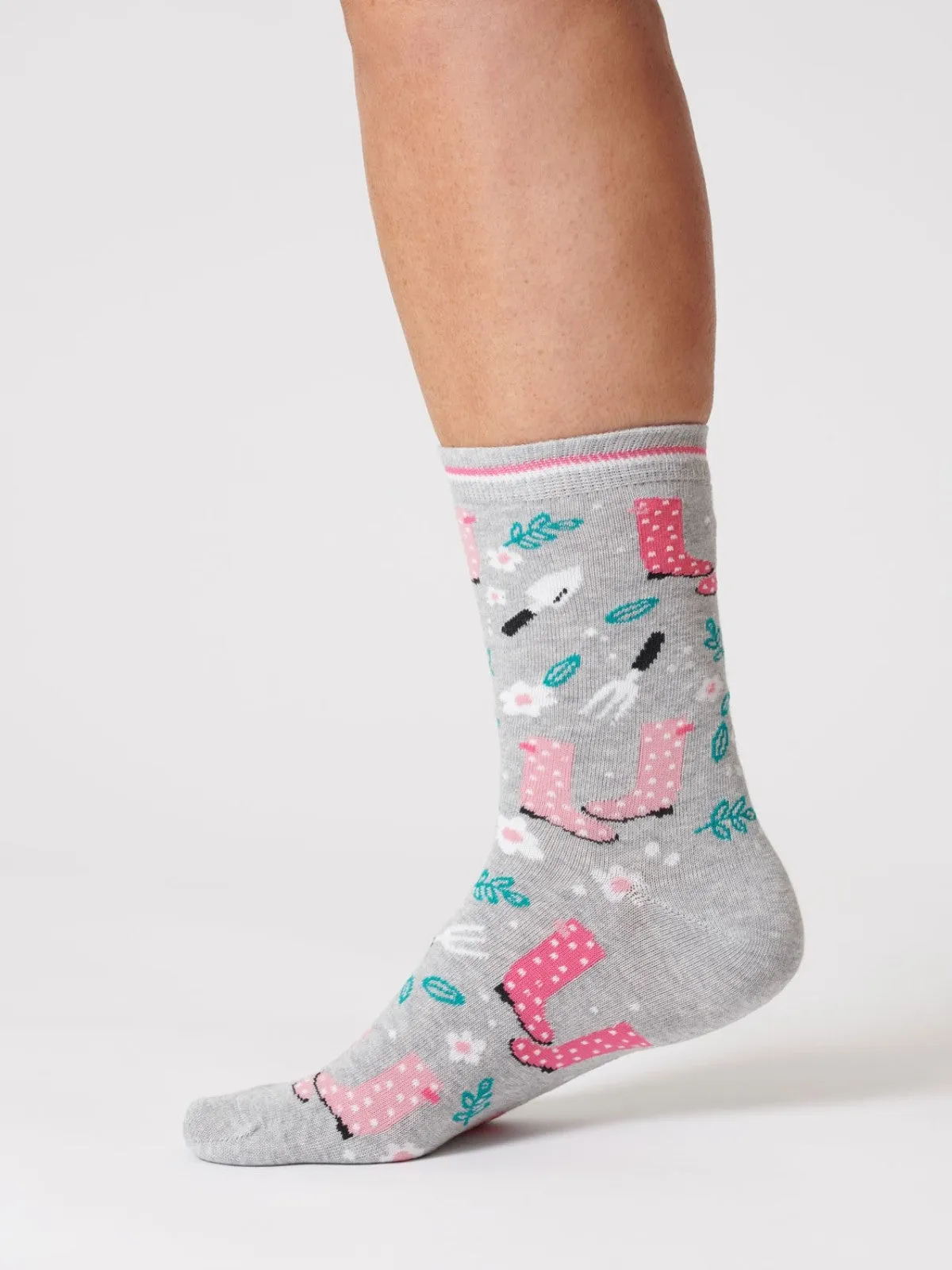 Womens Garden Tools Bamboo Sock - Grey Marl