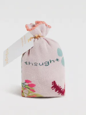 Womens Isla Floral Organic Cotton Socks Gift Bag - Faded Pink Rose