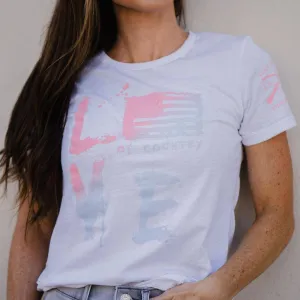 Women's Love of Country Ombre T-Shirt - White