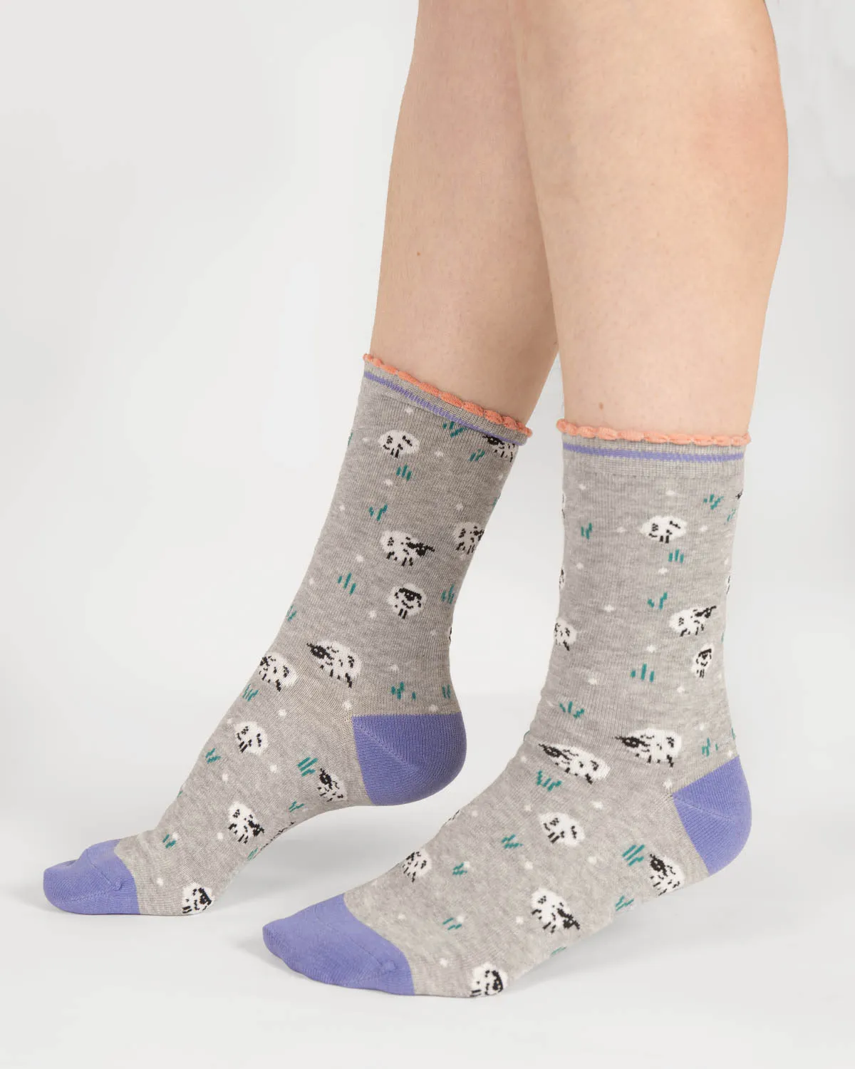 Womens Sheep Bamboo Socks - Grey Marl
