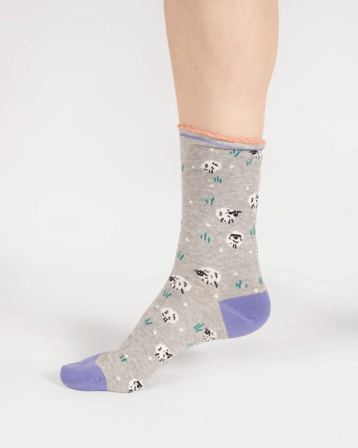Womens Sheep Bamboo Socks - Grey Marl
