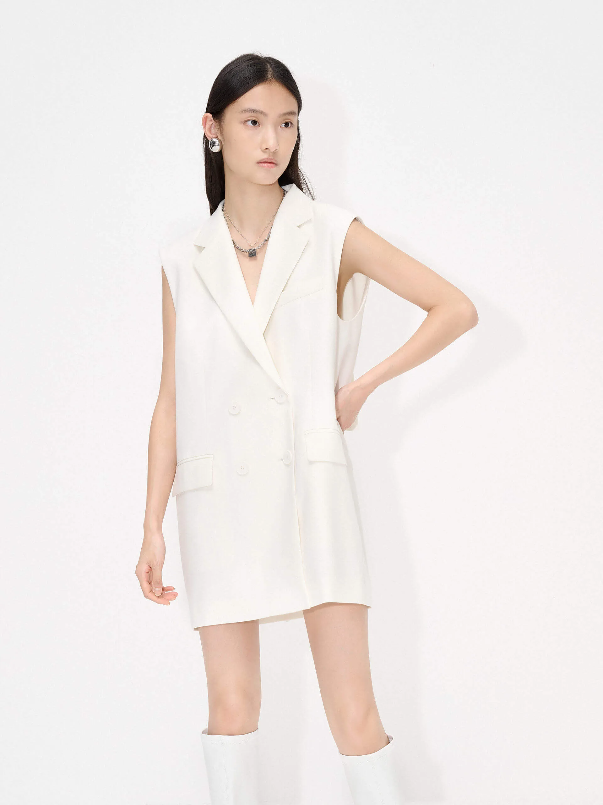 Wool Blend Bowknot Detail Waistcoat