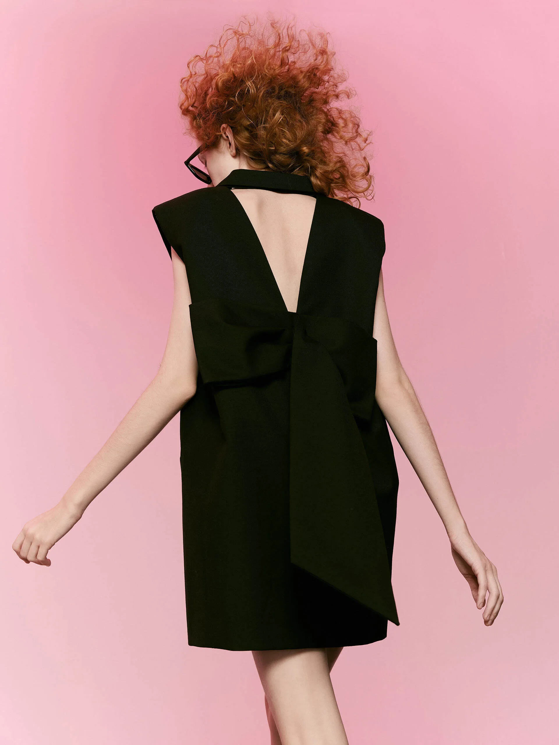 Wool Blend Bowknot Detail Waistcoat