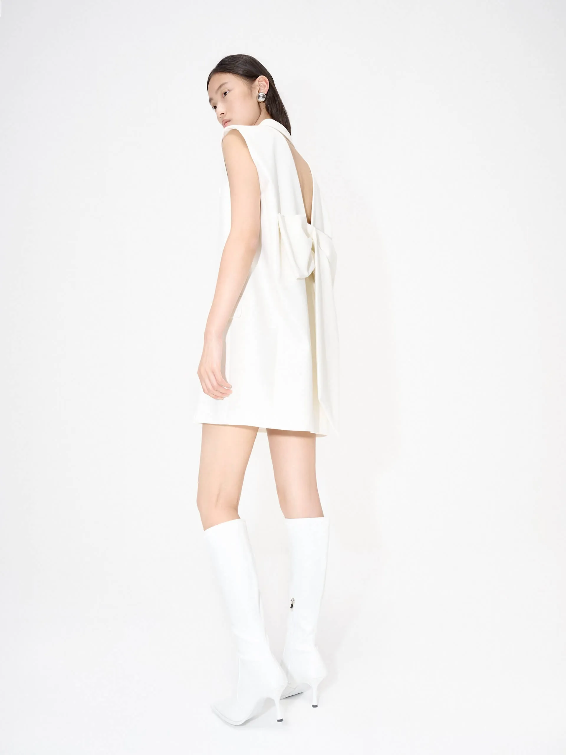 Wool Blend Bowknot Detail Waistcoat
